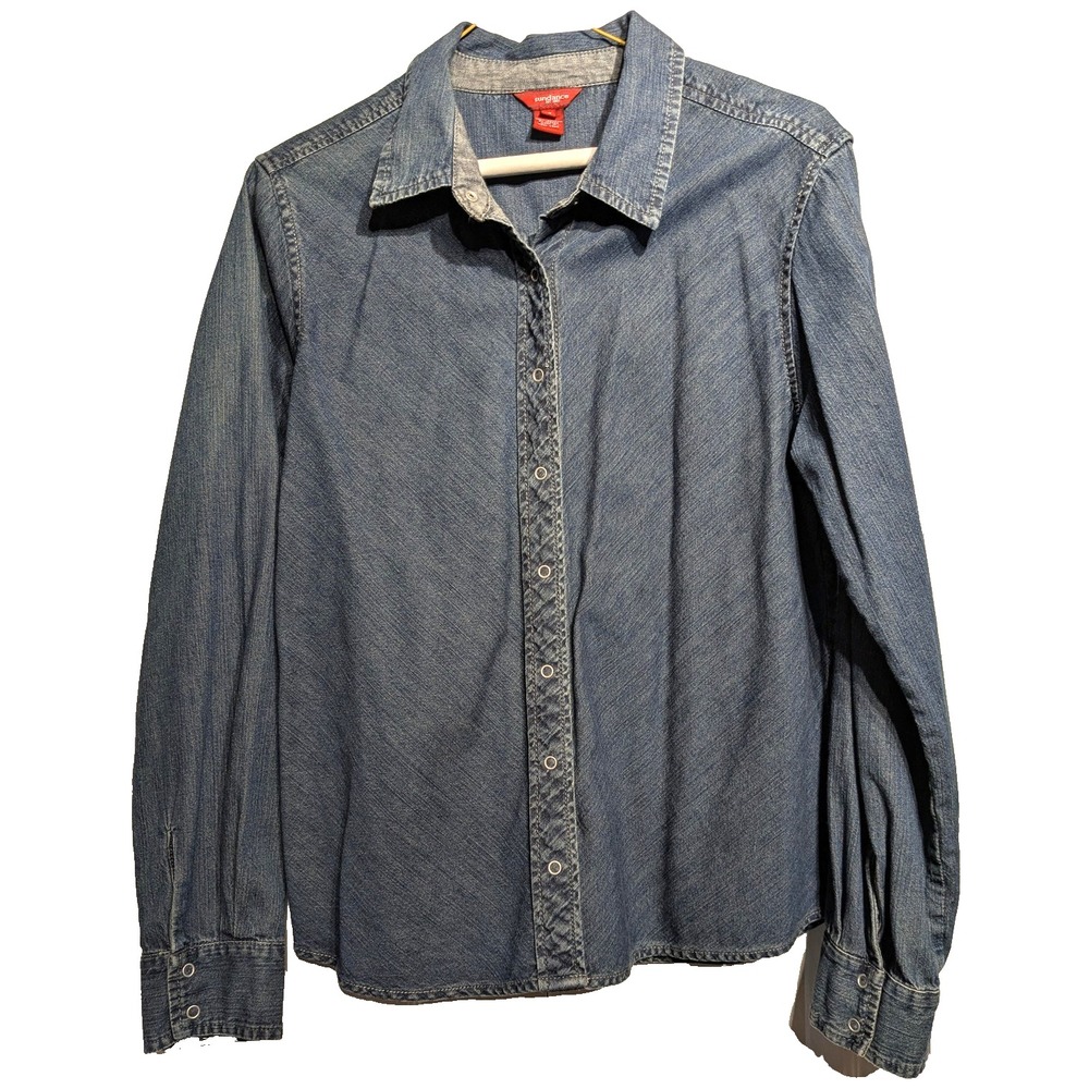 Sundance Denim Shirt Womens 14 Blue Button Up Long Sleeve Western Vintage Style